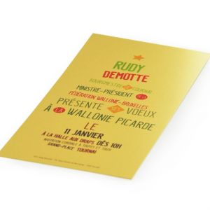 Invitation 100 x 210 mm sur papier gold (Soho Sirio Pearl Gold 290 gr)